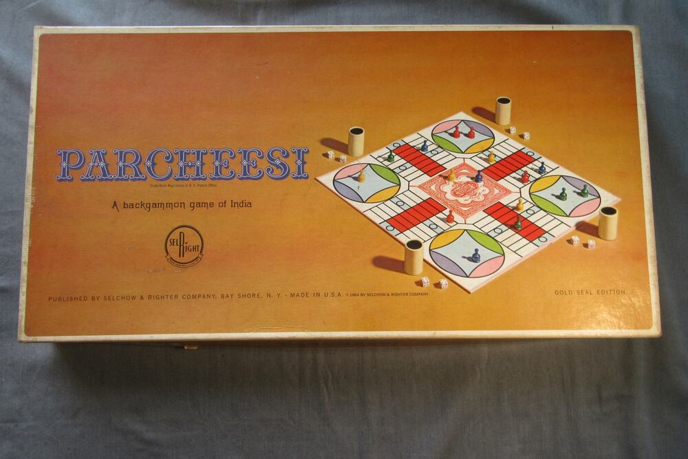 Vintage 1959 Parcheesi Popular Gold Seal Edition Selchow & Righter